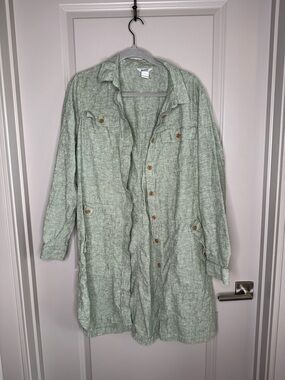Duluth Trading Co Sage Green Long Shirt Jacket